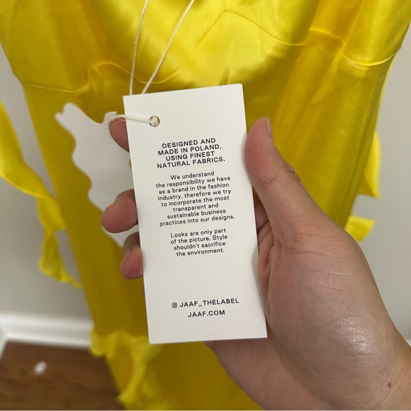 JAAF
RUFFLED SILK MAXI DRESS IN LEMON YELLOW NWT XS - Picture 7 of 10
